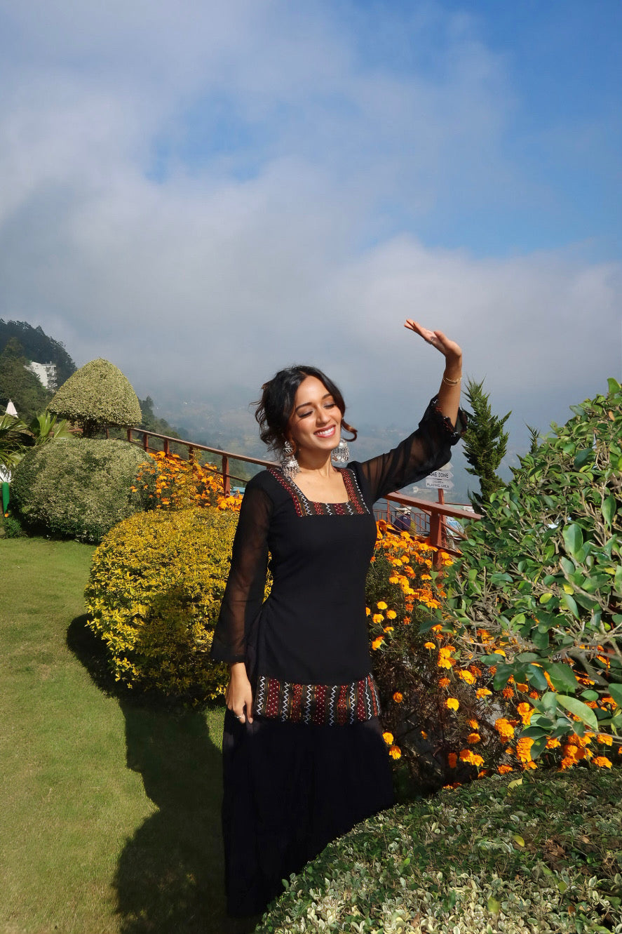 Black Newari Kurthi Top
