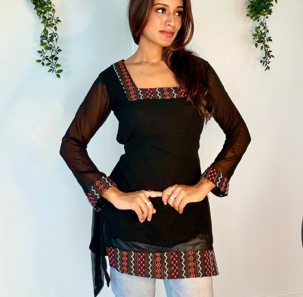Black Newari Kurthi Top
