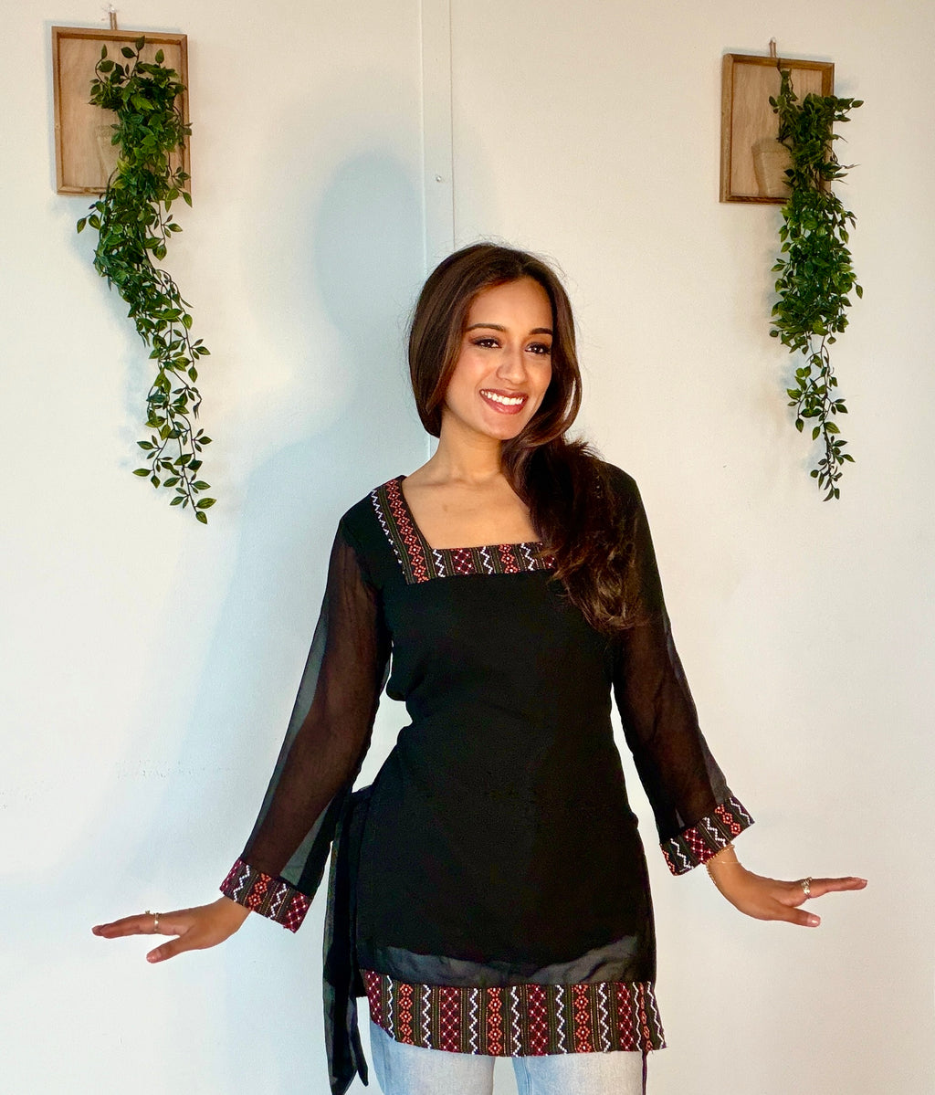 Black Newari Kurthi Top