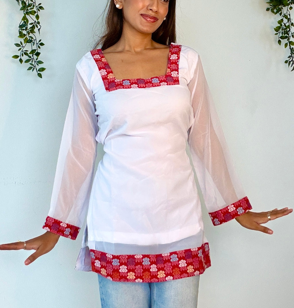 White Newari Kurthi Top
