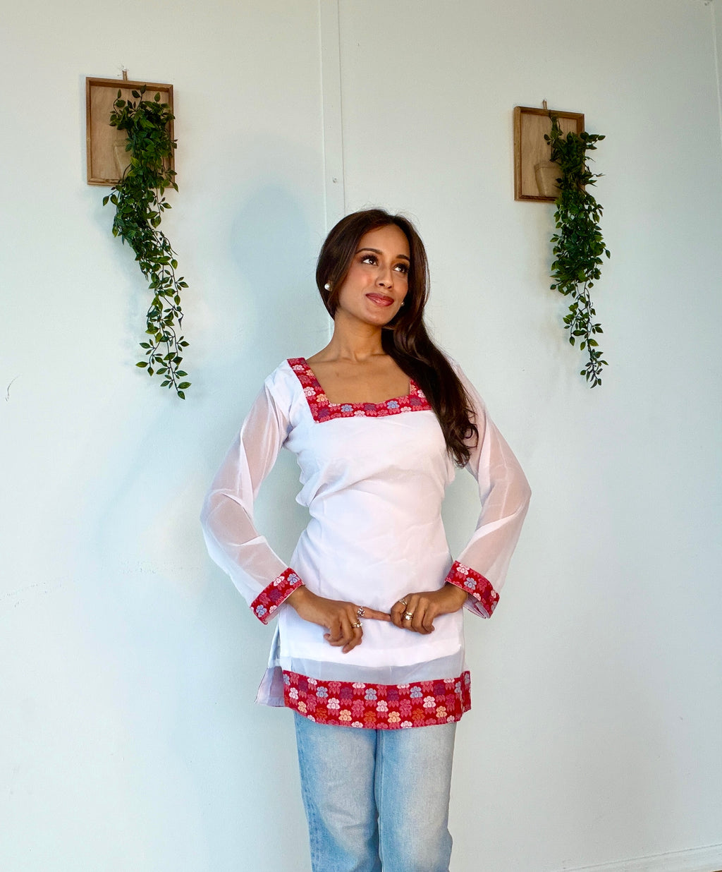 White Newari Kurthi Top
