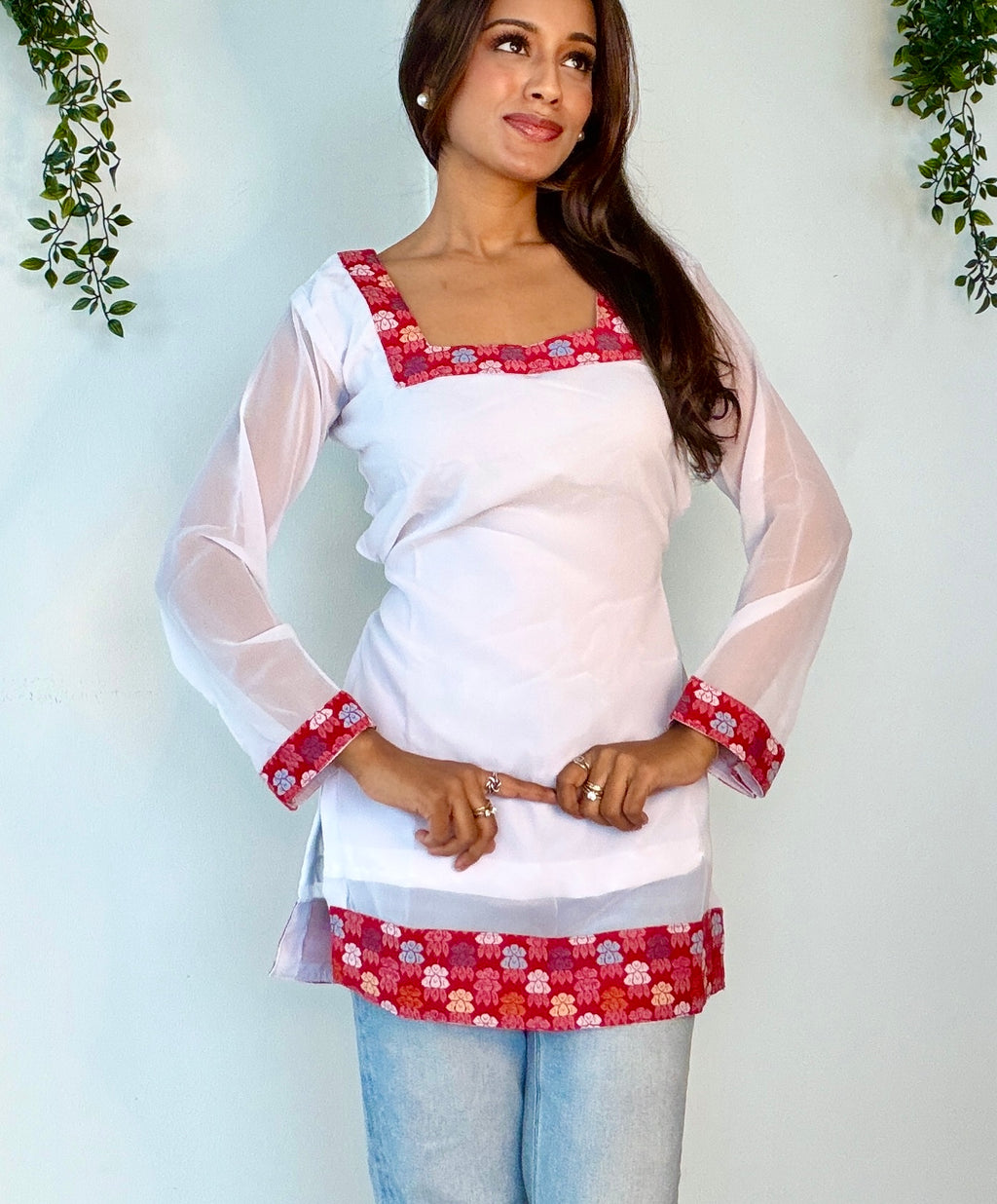 White Newari Kurthi Top